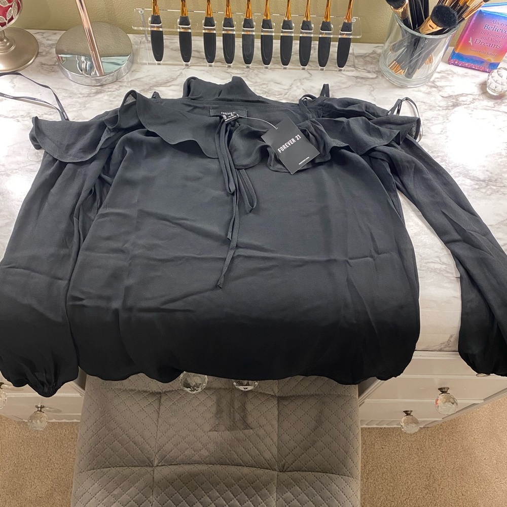 Black cold shoulder blouse